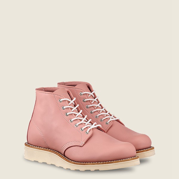 Heritage Støvler Dame - Red Wing 6-Inch Round Toe - Short Boundary Læder - Lyserød - ZQRNDE-148